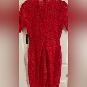 NWT - red lace bodycon dress wedding prom Valentine’s Day
